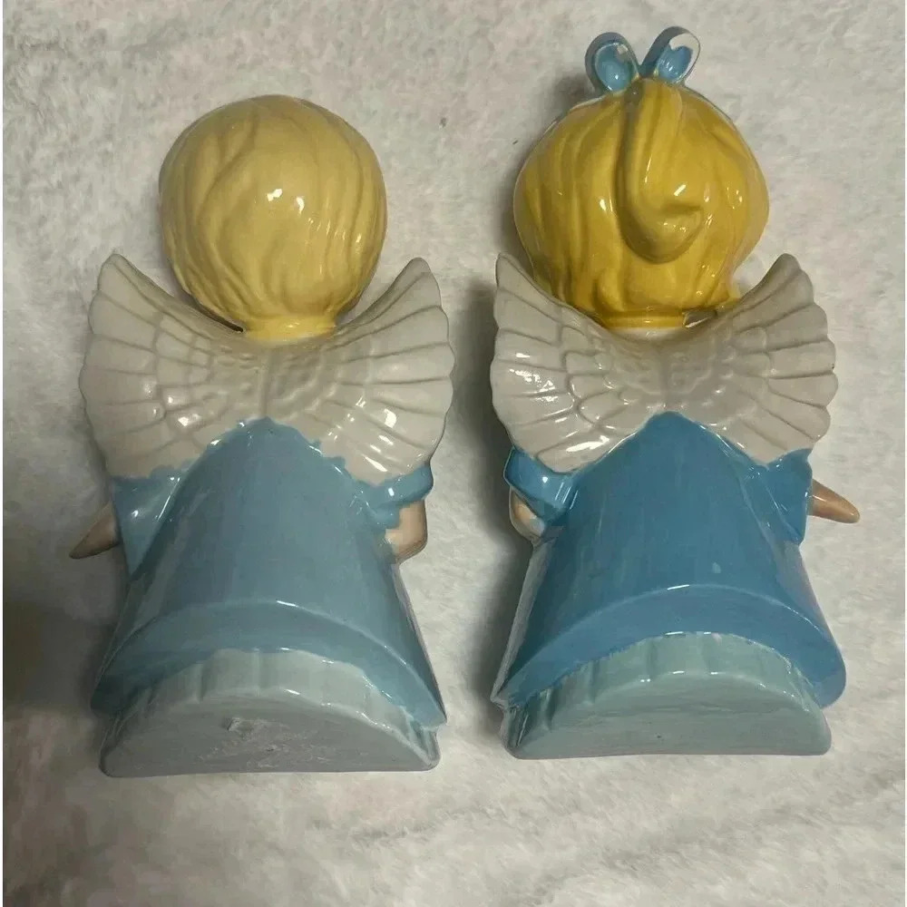 Vintage Kissing Christmas Angels Boy & Girl Set 1979 Handpainted Kitsch Unique - Picture 10 of 16